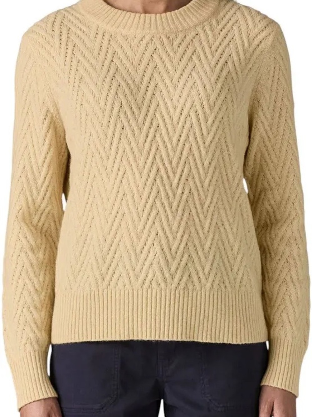 Current Style Patagonia Recycled  Wool Chevron Cable Knit Crew Sweater | Large